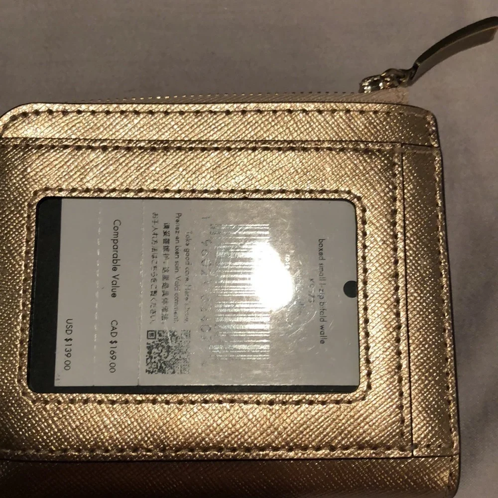 NWT Kate Spade Rose Gold Bifold Wallet